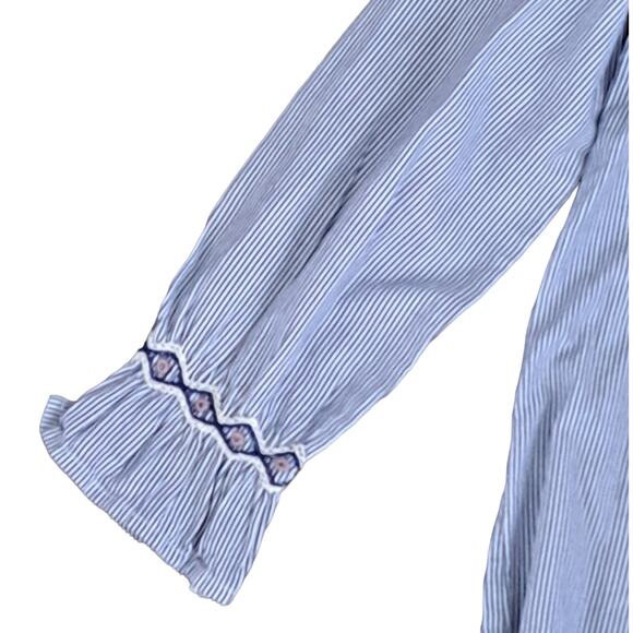 Peek Blue And White Stripe Embroidered Chambray Top Size 10 NWT - Picture 4 of 10
